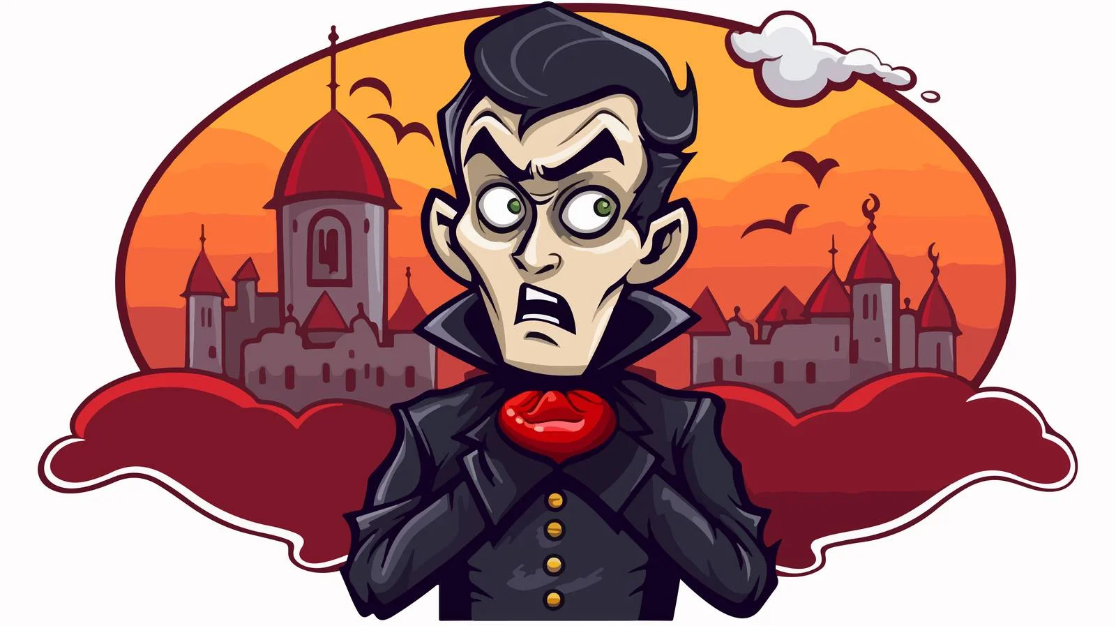 Cartoon Vampire with Thought Bubble Vector — free download from Dotvec