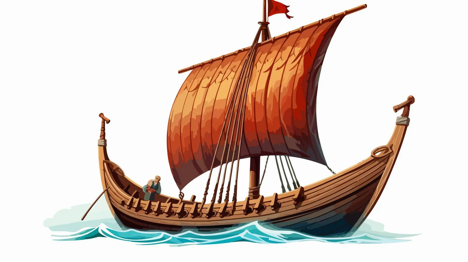 Cartoon Viking Ship Illustration — free download from Dotvec