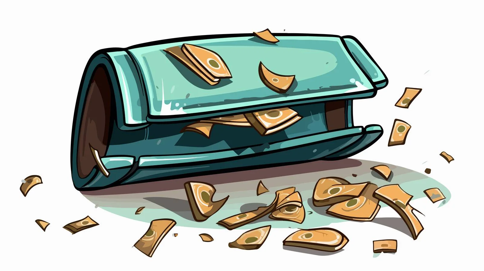 Cartoon Wallet Spilling Money Vector Illustration — free download from Dotvec