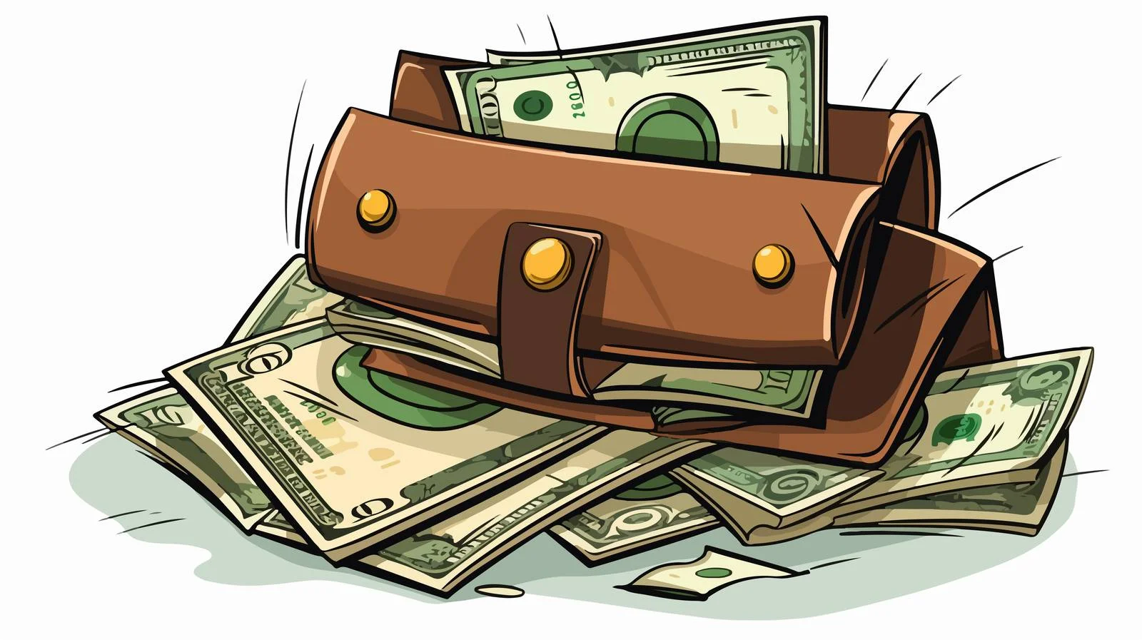 Cartoon Money Spill Wallet Vector Illustration — free download from Dotvec