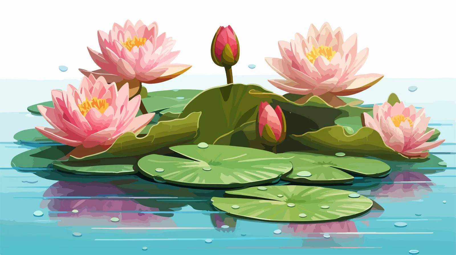 Cartoon Water Lily Illustration — free download from Dotvec
