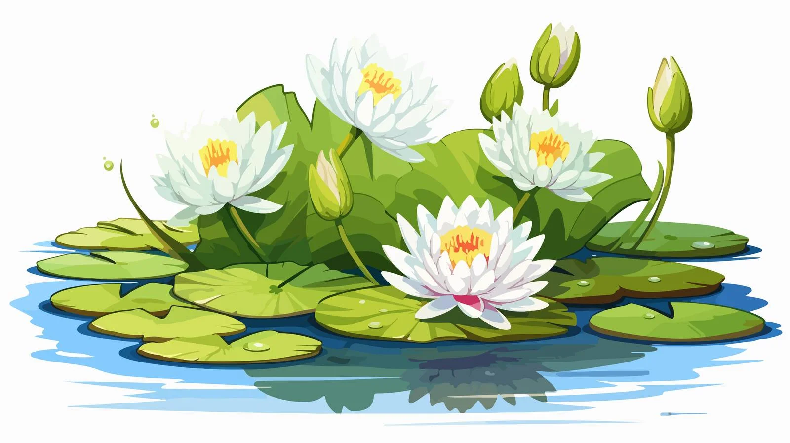 Cartoon Water Lily Illustration — free download from Dotvec