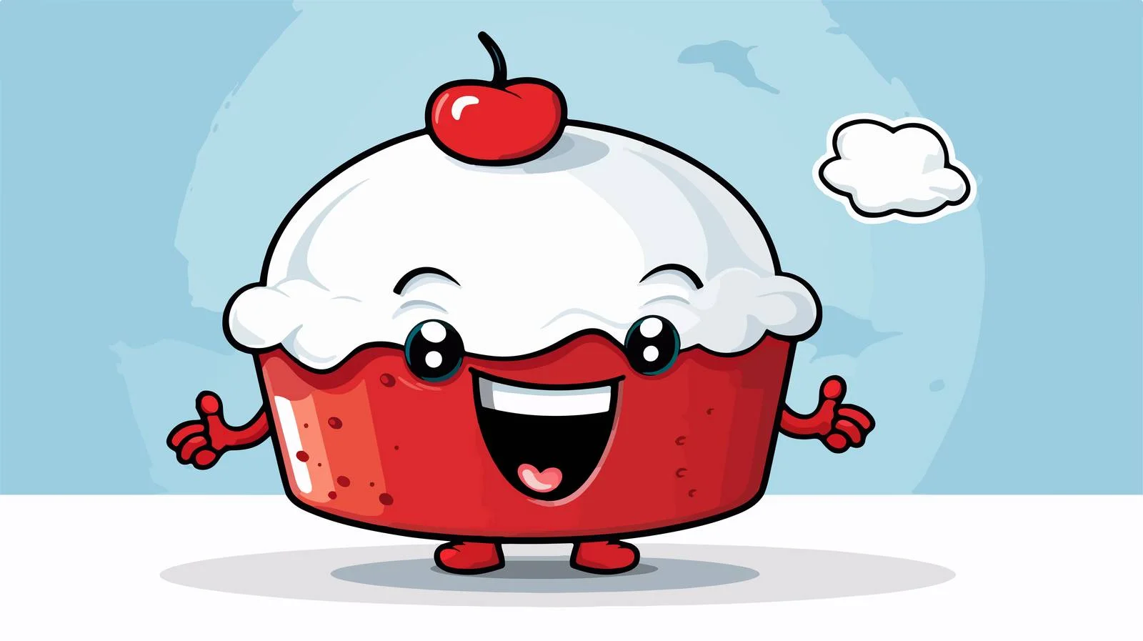 Cheerful Cake Character with Speech Bubble — free download from Dotvec