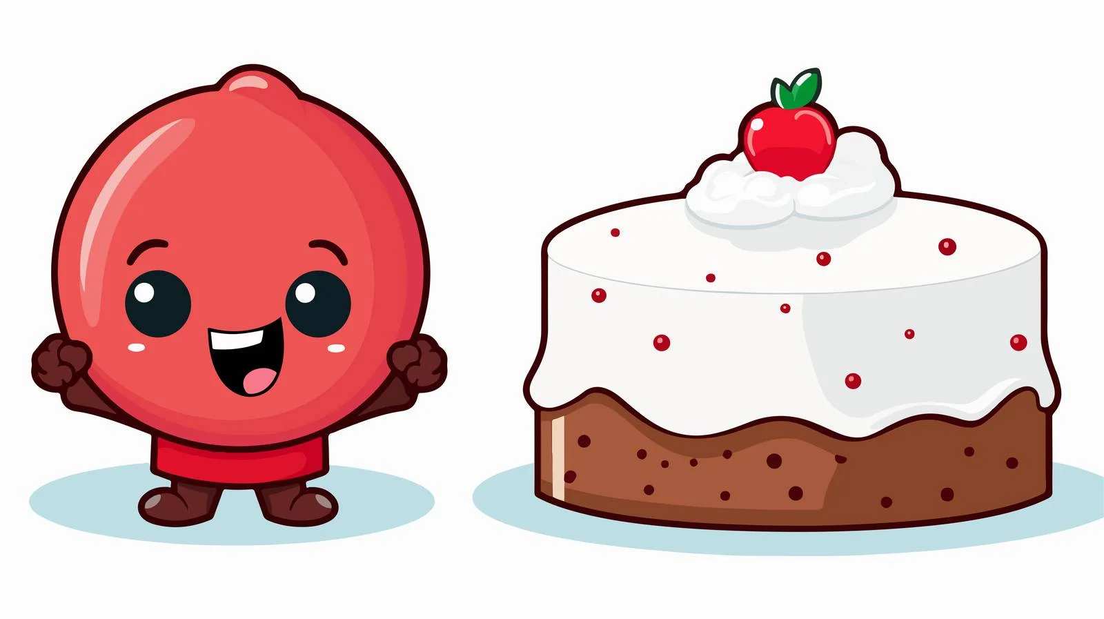 Cheerful Cake Character with Speech Bubble — free download from Dotvec
