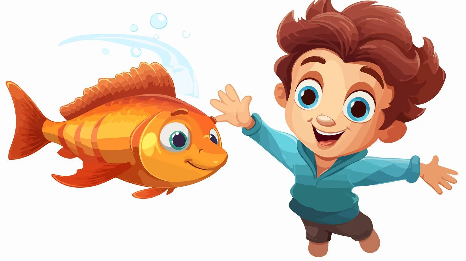 Cheerful Fish Boy Cartoon Vector Illustration — free download from Dotvec