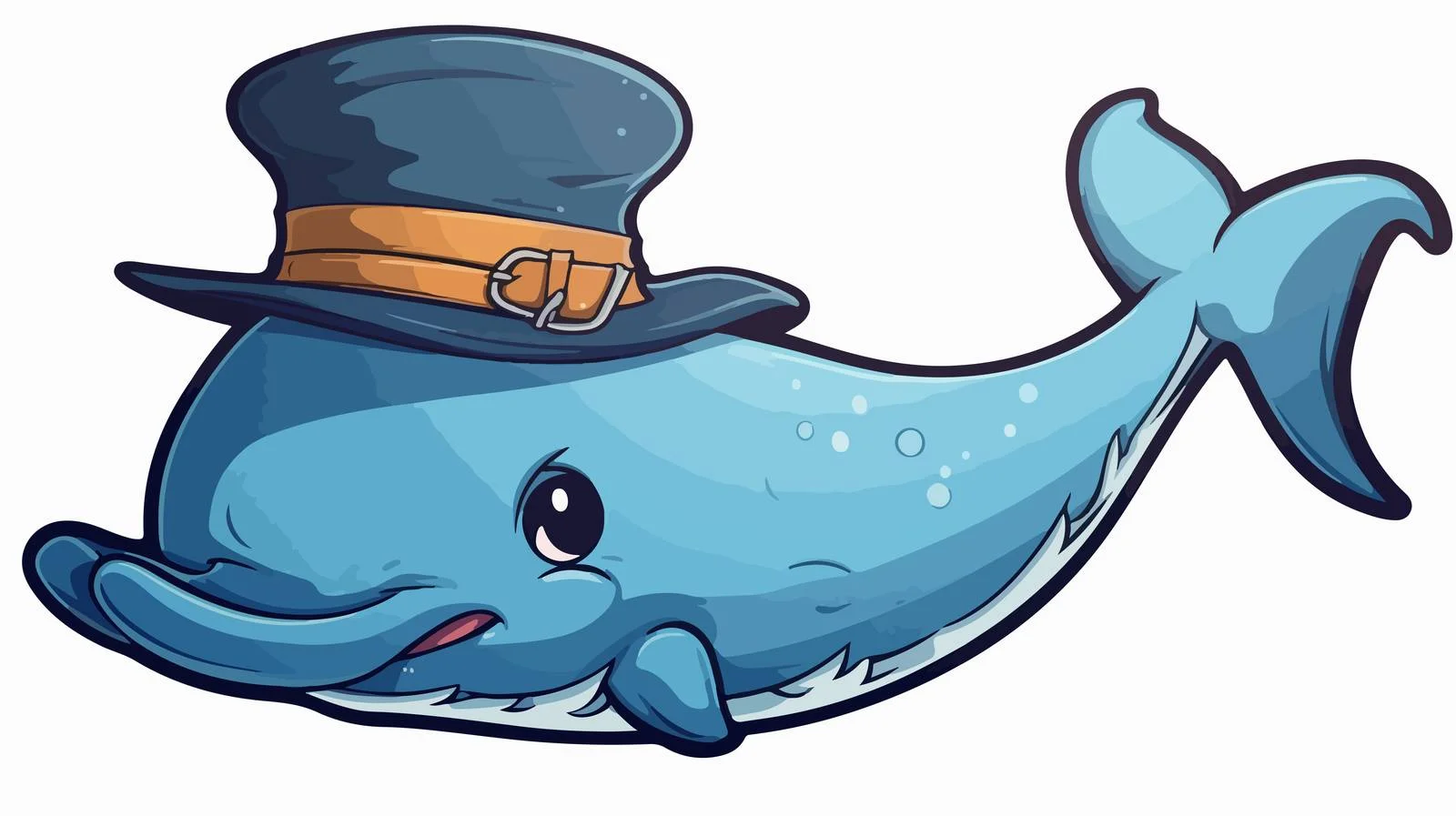 Whimsical Whale with Hat Thought Bubble — free download from Dotvec