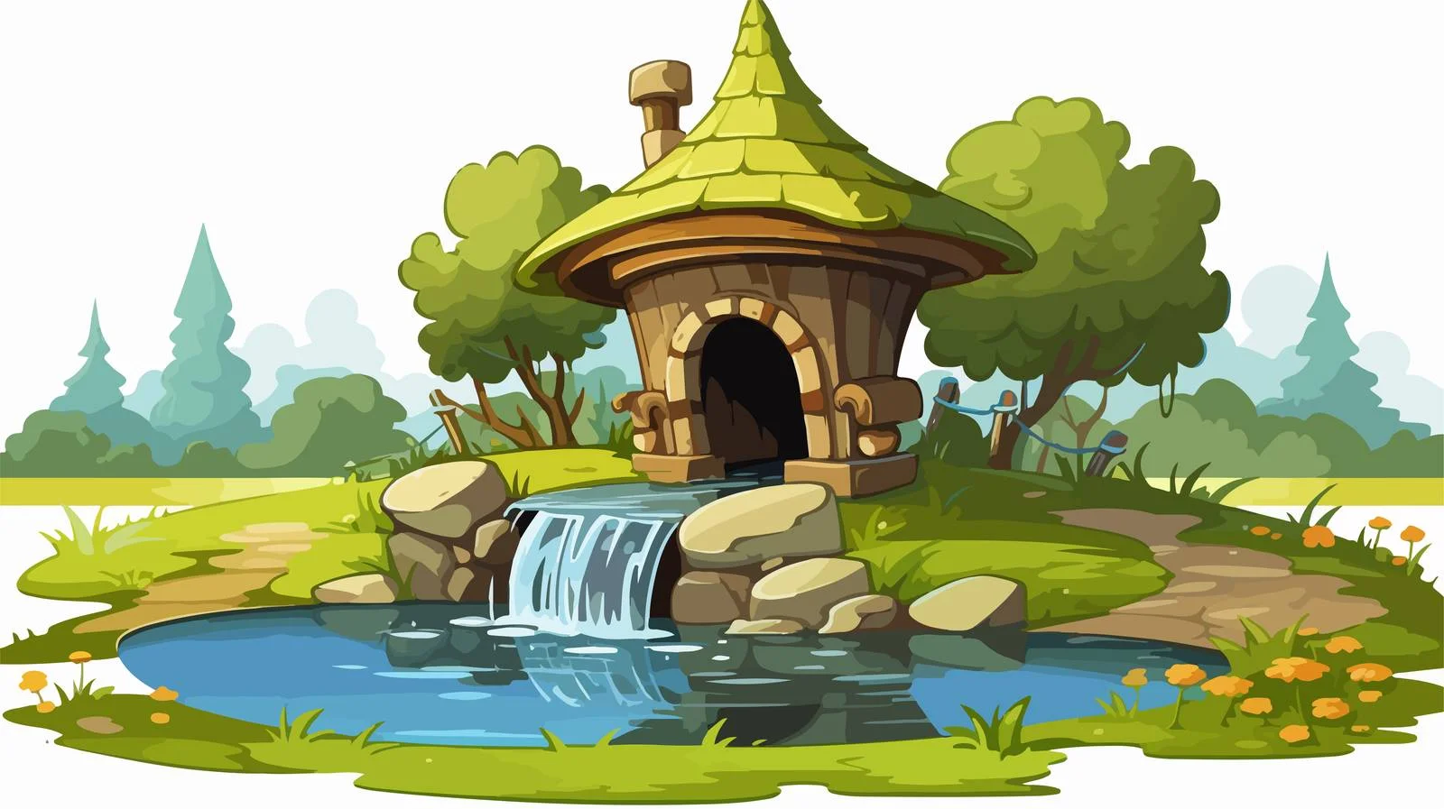 Cartoon Wishing Well Vector Illustration — free download from Dotvec