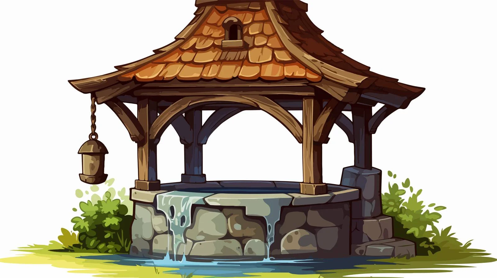 Whimsical Wishing Well Cartoon Vector Illustration — free download from Dotvec