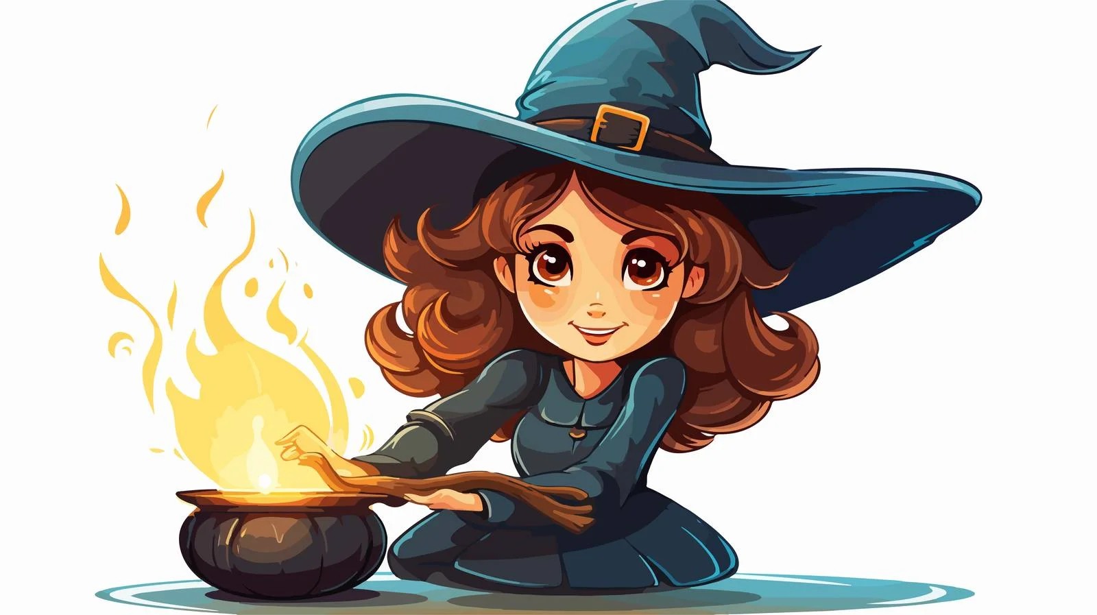 Cartoon Witch Casting Spell — free download from Dotvec