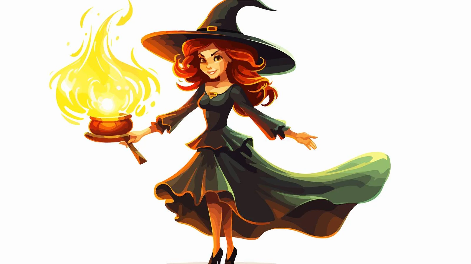 Witch Casting Spell Cartoon Vector Illustration — free download from Dotvec