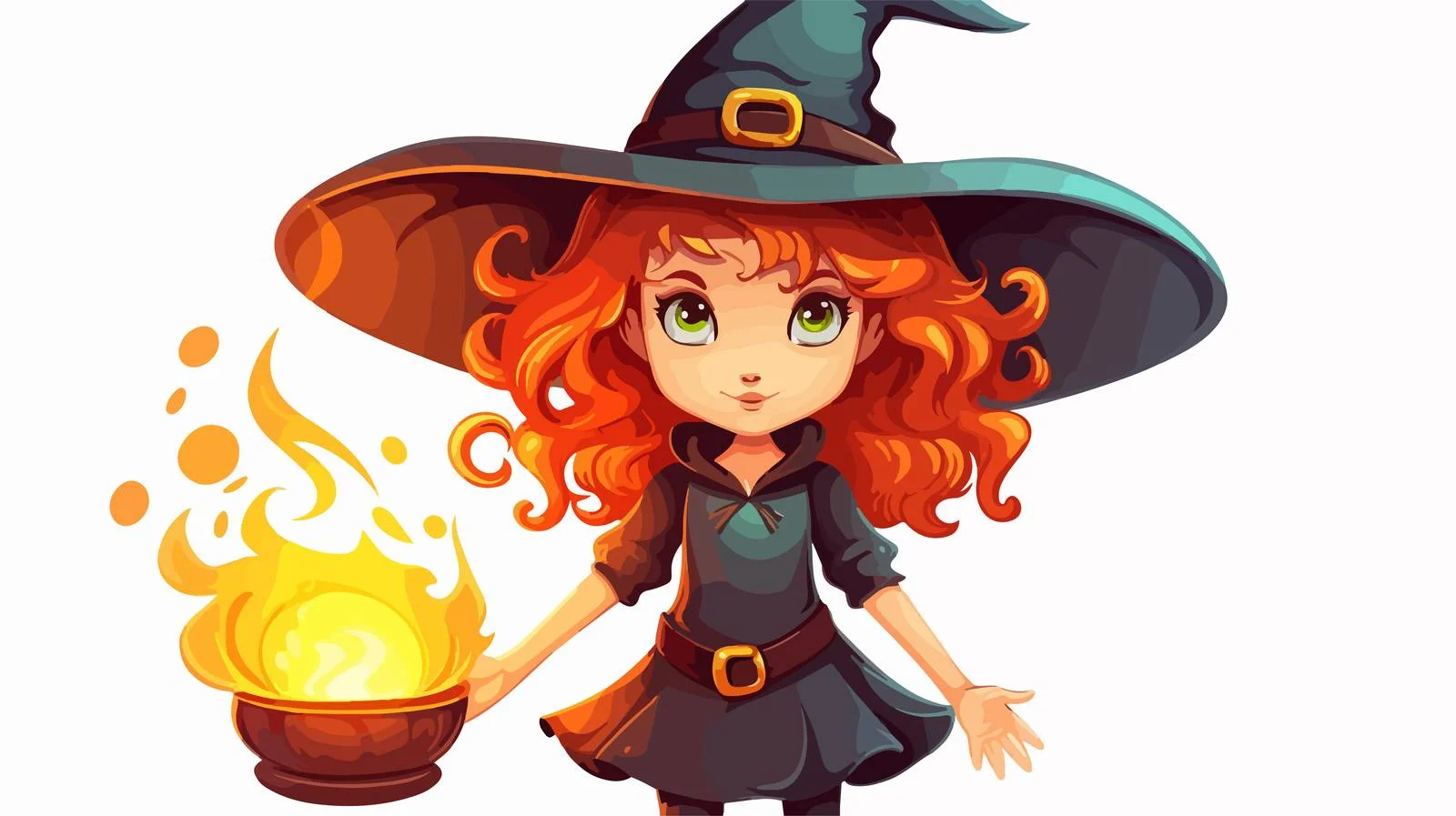 Cartoon Witch Casting Spell Vector Illustration — free download from Dotvec