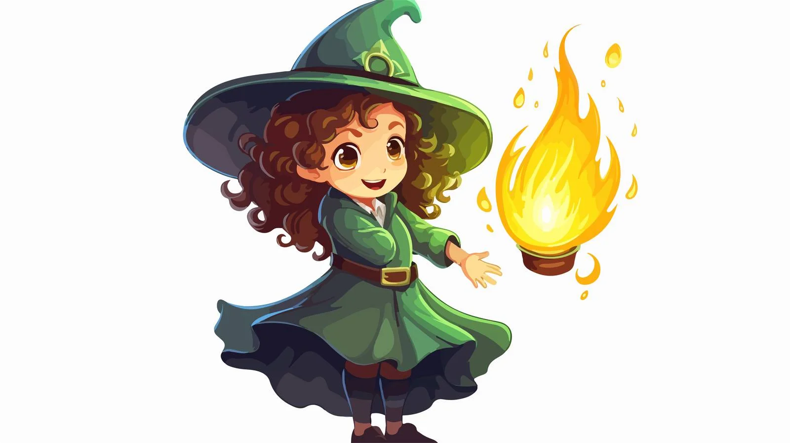 Cartoon Witch Casting Spell Vector Illustration — free download from Dotvec
