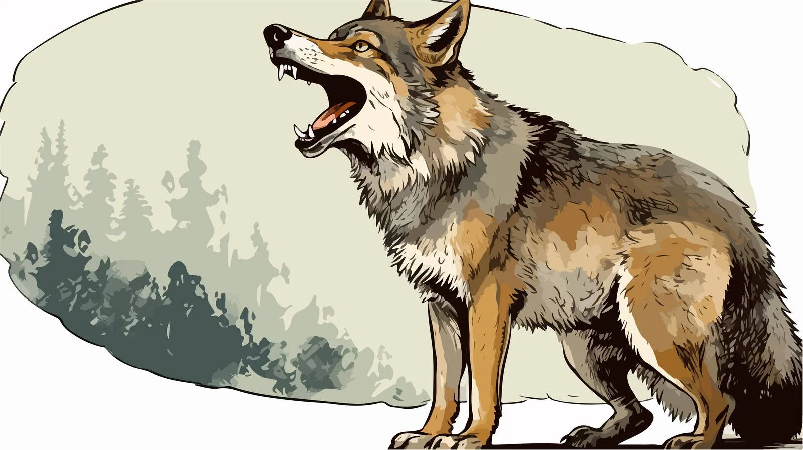 Cartoon Wolf Speech Bubble Grunge Distressed — free download from Dotvec