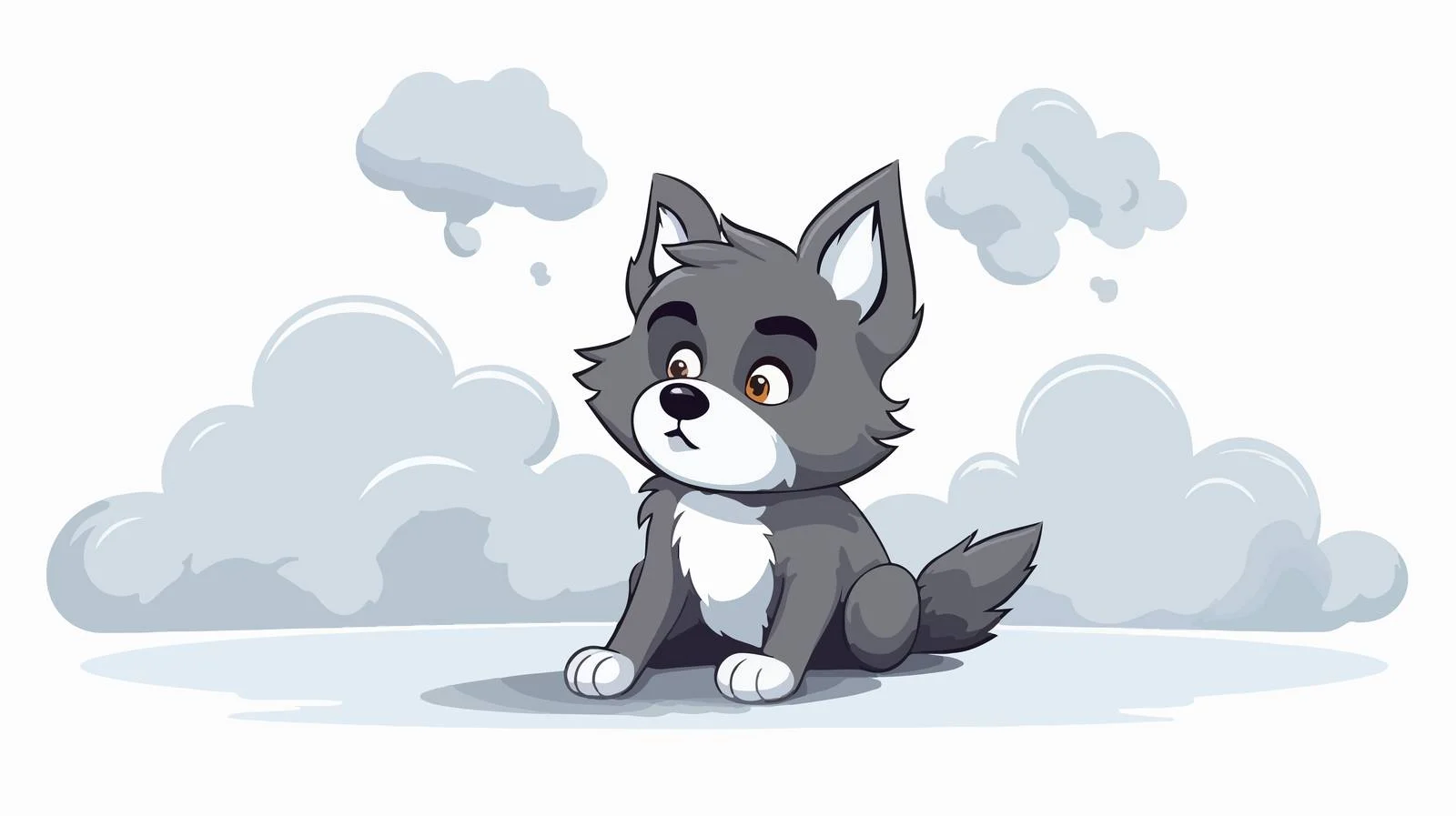 Clever Cartoon Wolf with Thought Bubble — free download from Dotvec