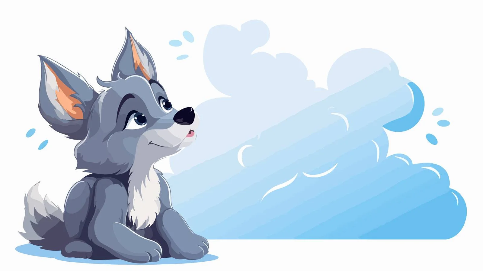 Thoughtful Cartoon Wolf Illustration — free download from Dotvec