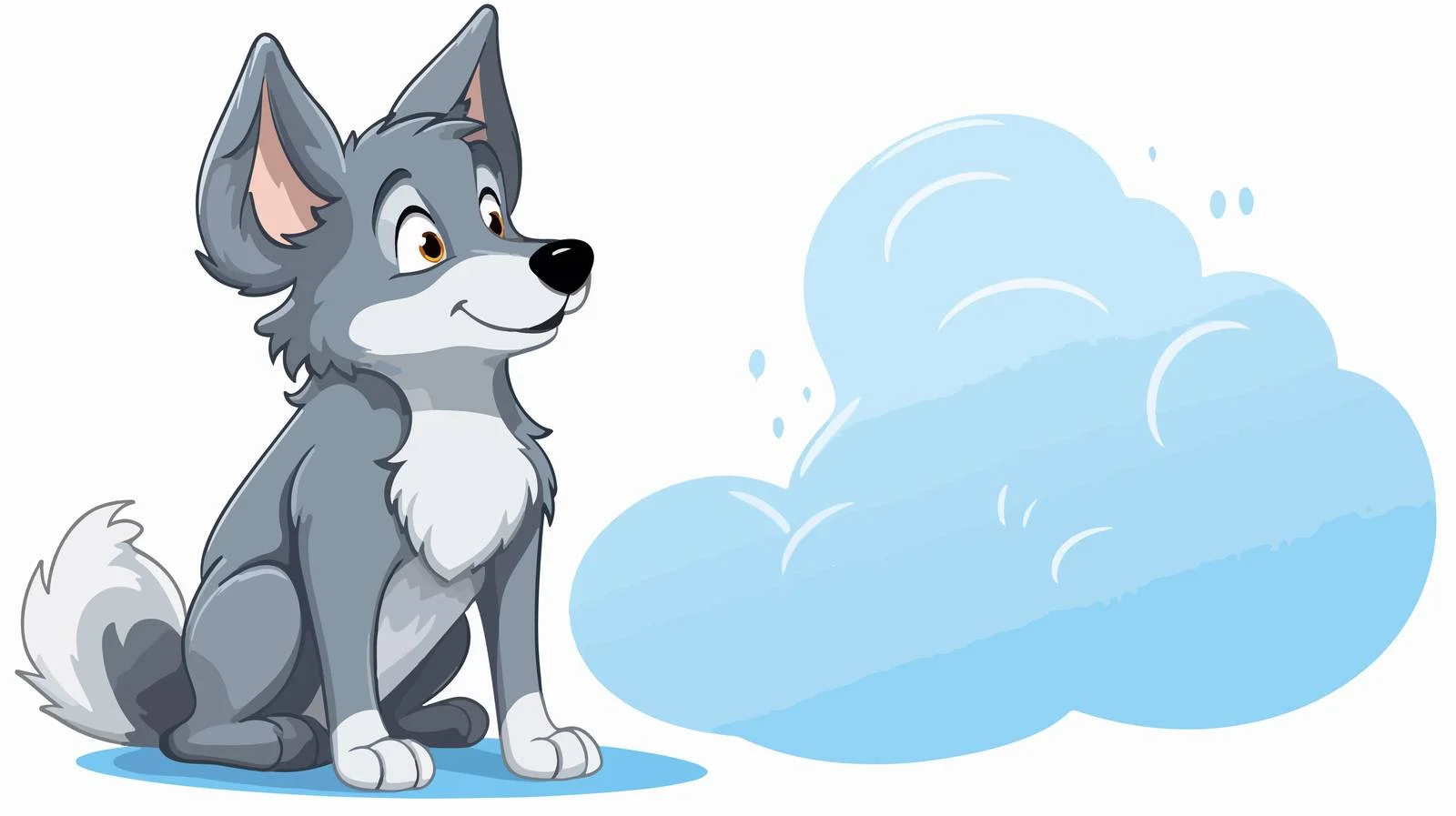 Whimsical Cartoon Wolf with Thought Bubble — free download from Dotvec