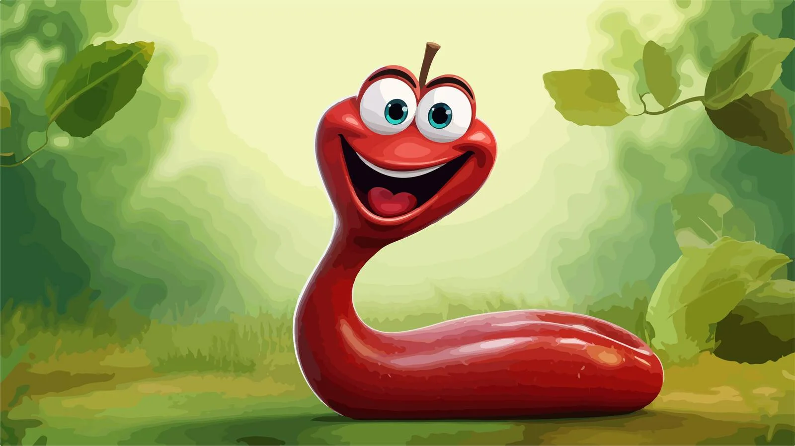 Cartoon Worm in Apple Illustration — free download from Dotvec