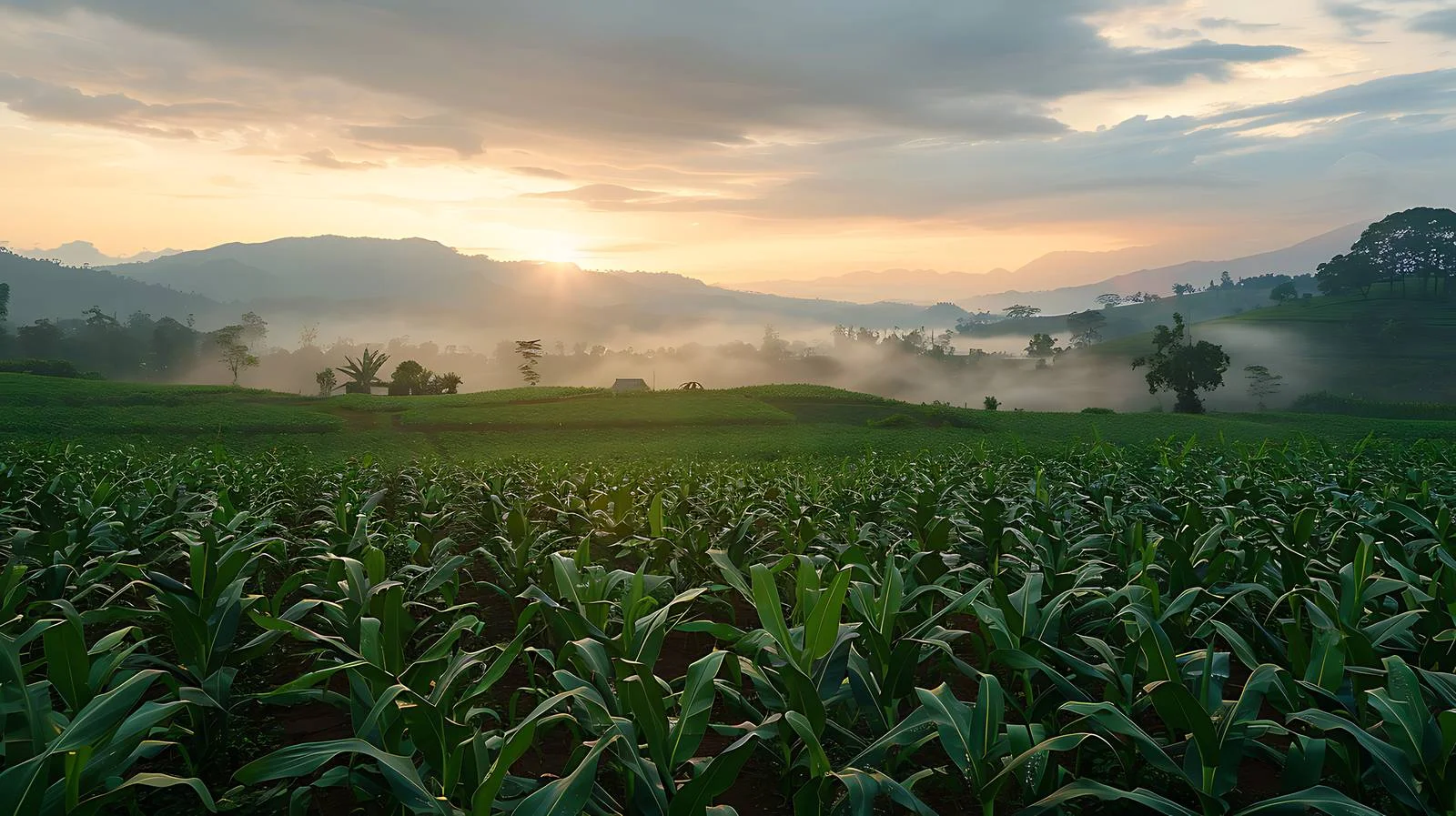 Mountain Plantation Sunrise Landscape View — free download from Dotvec