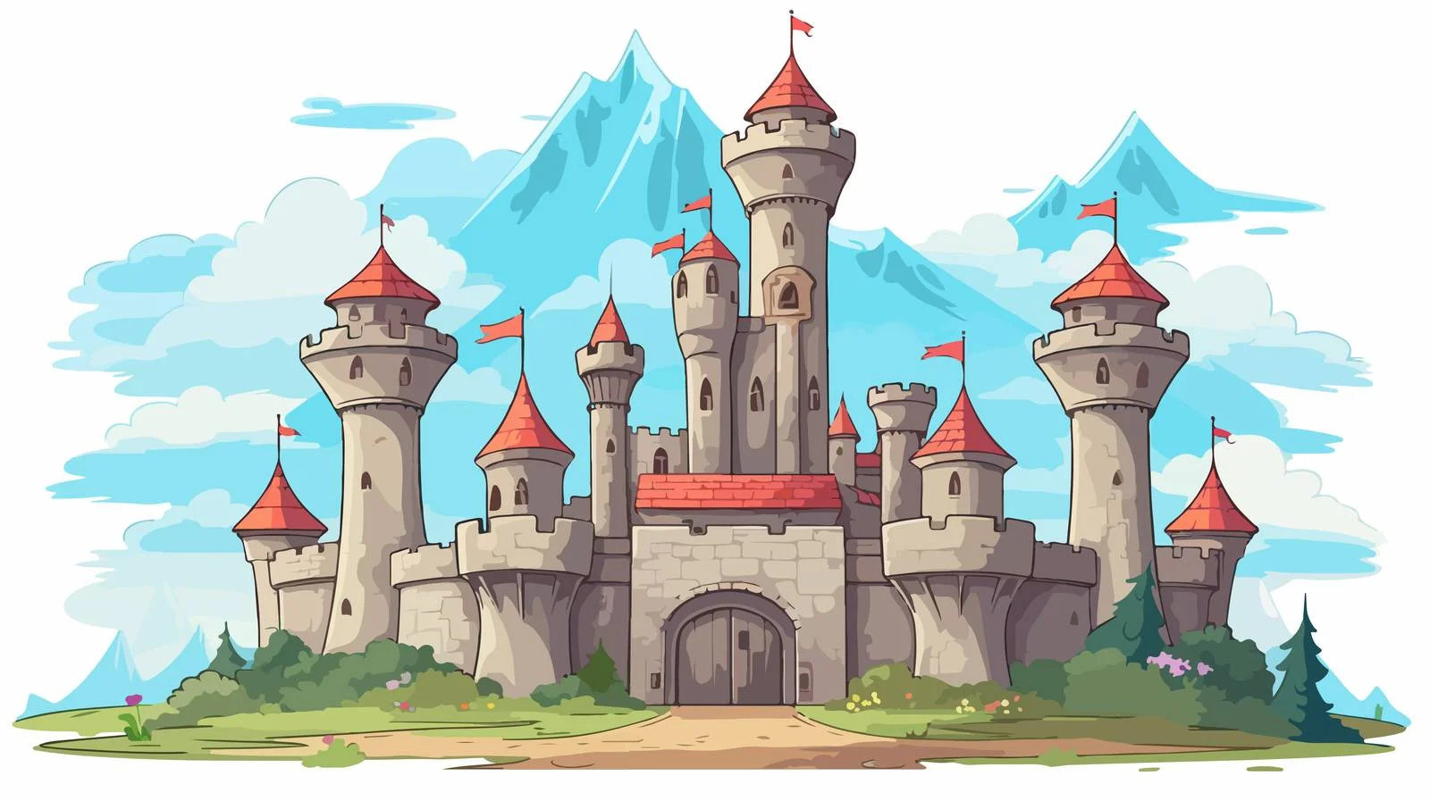 Castle Tower Cartoon Vector Illustration — free download from Dotvec