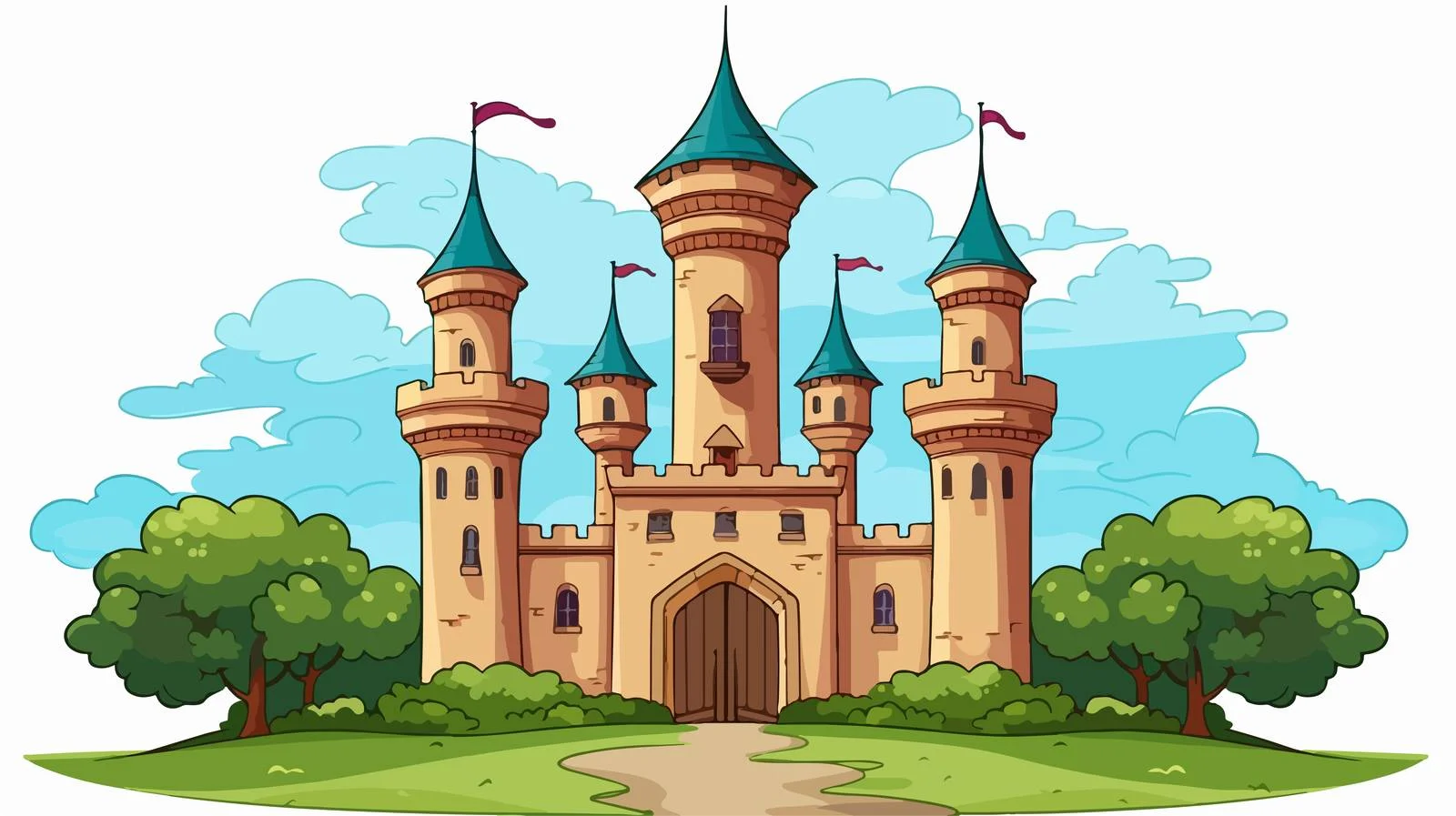 Castle Tower Cartoon Vector Illustration — free download from Dotvec