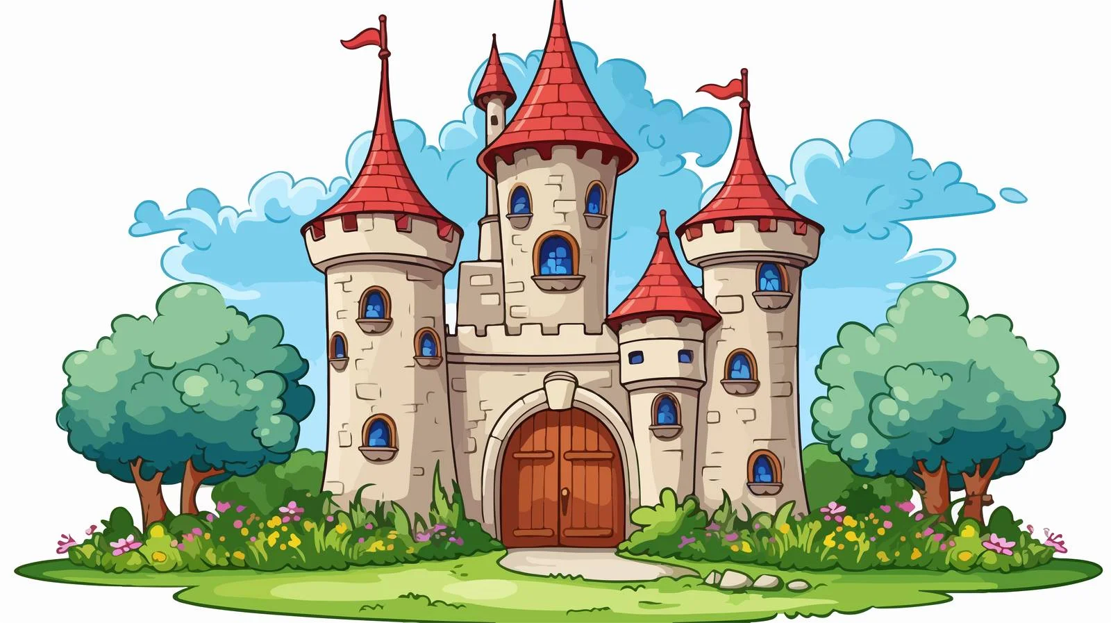 Castle Tower Cartoon Vector Illustration — free download from Dotvec
