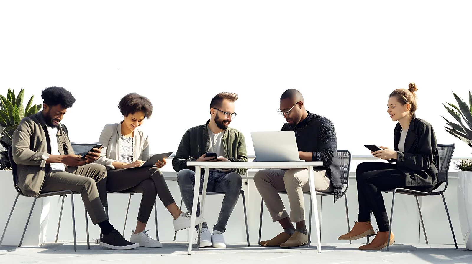 Casual Business People with Smartphone and Laptop — free download from Dotvec