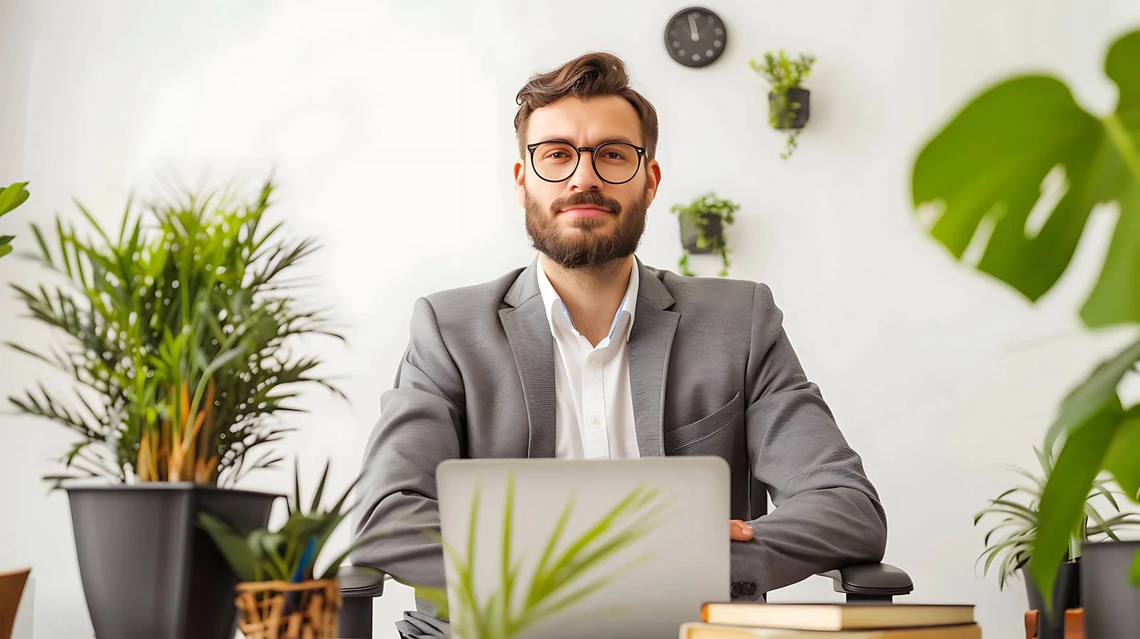 Sustainable Office Setting with Casual Businessman — free download from Dotvec