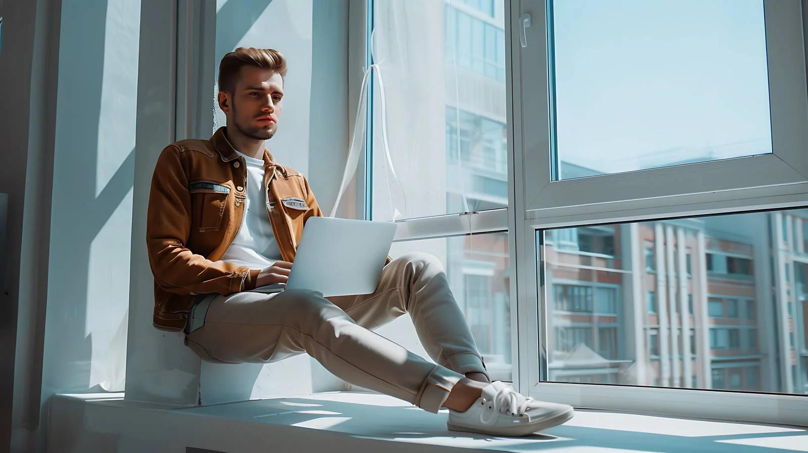 Professional Businessman Office Windowsill Pose — free download from Dotvec