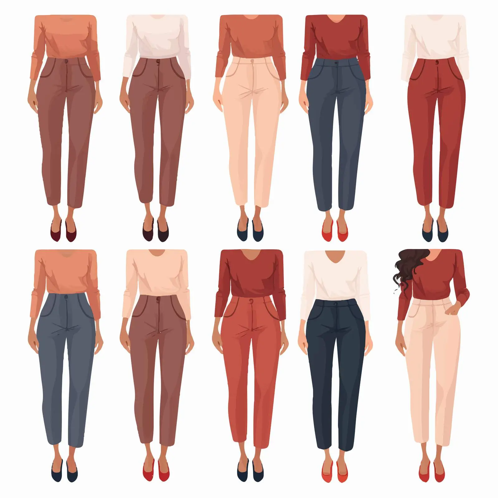 Female Casual Straight Pants Vector Image – free illustrated fashion image from Dotvec