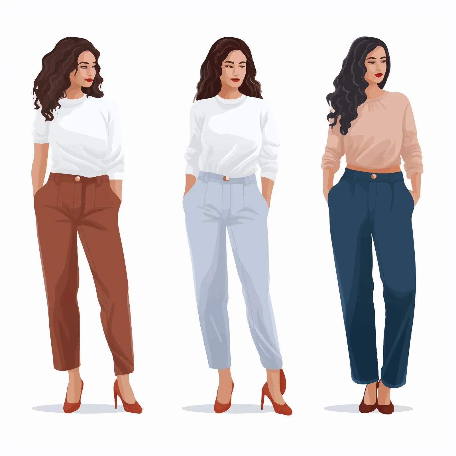 Female Casual Straight Pants Vector Illustration — free download from Dotvec
