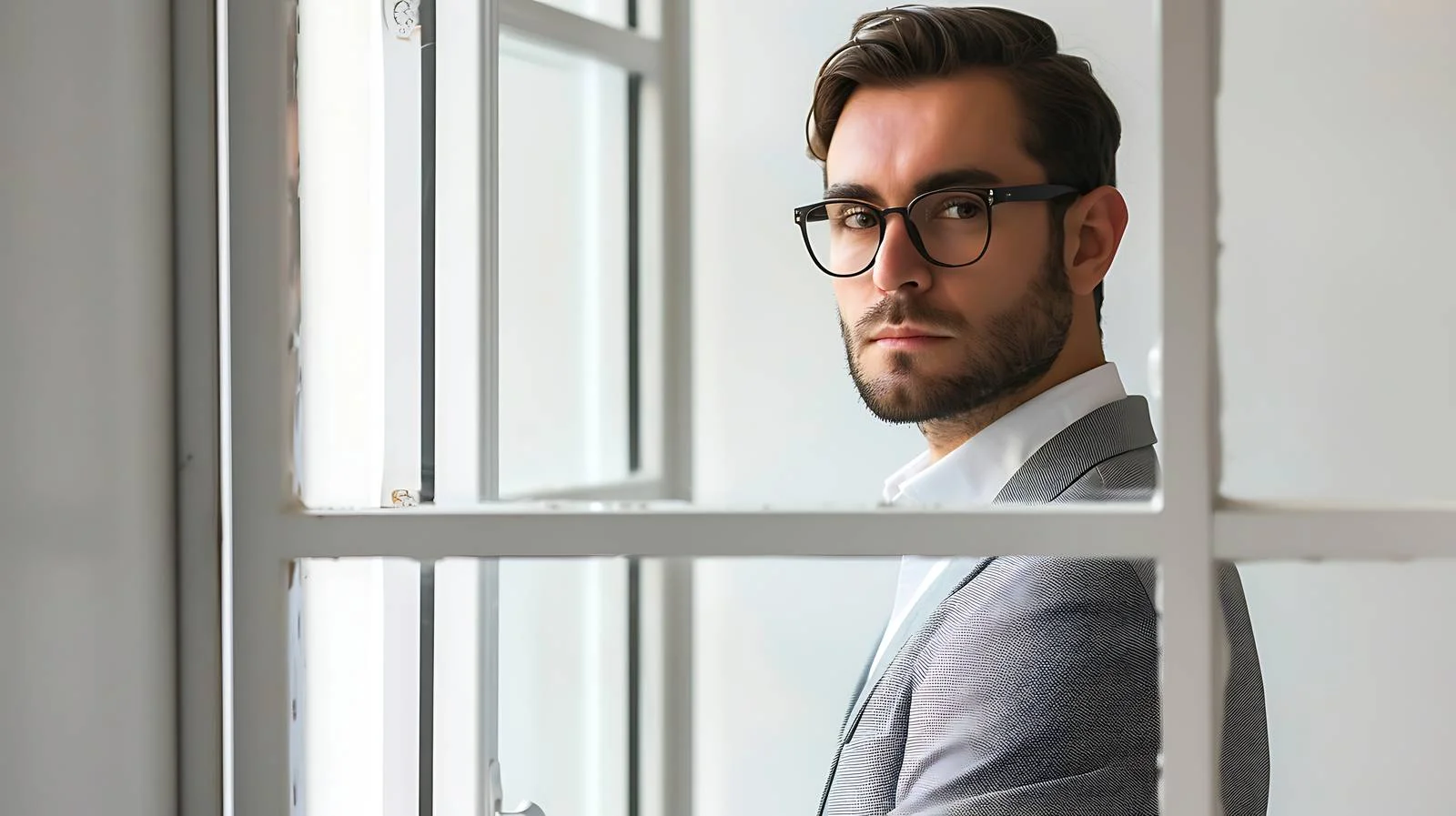 Modern Office Businessman Look Through Window — free download from Dotvec