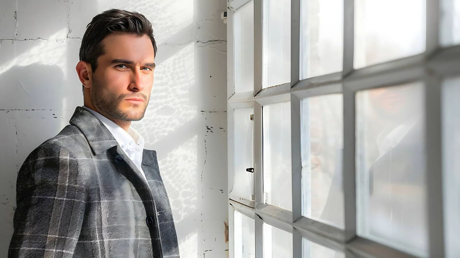 Young Businessman Office Windowpane Portrait — free download from Dotvec