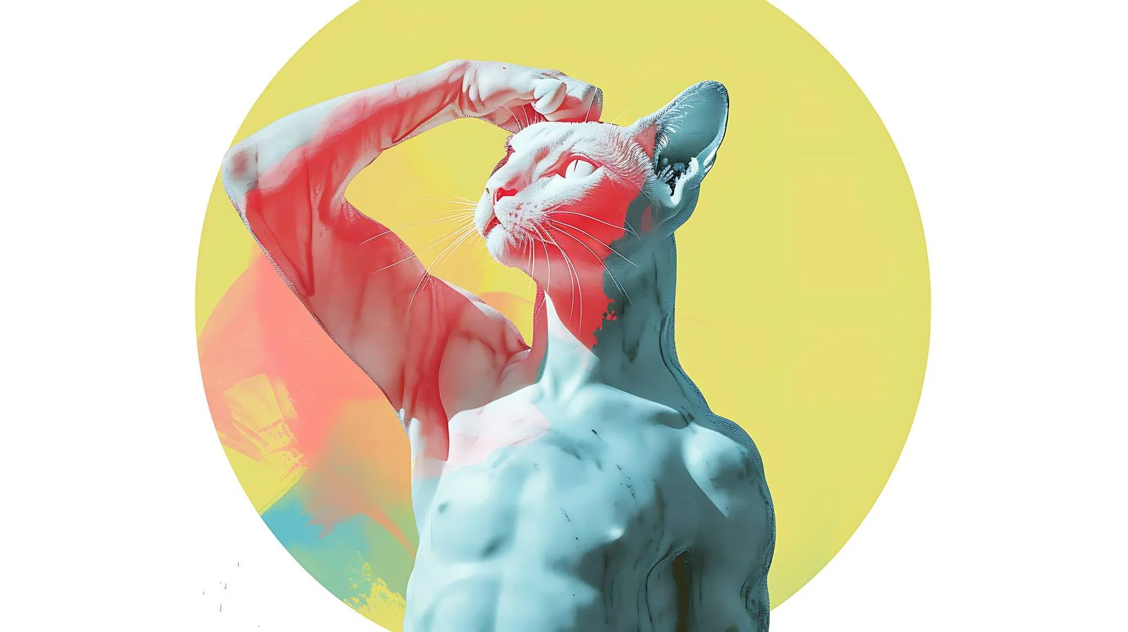 Cat & Statue Collage Pop Art — free download from Dotvec