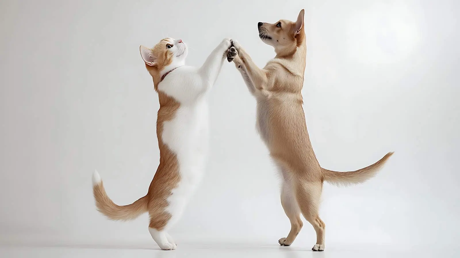 Cat and Dog Standing on Hind Legs – free training image from Dotvec