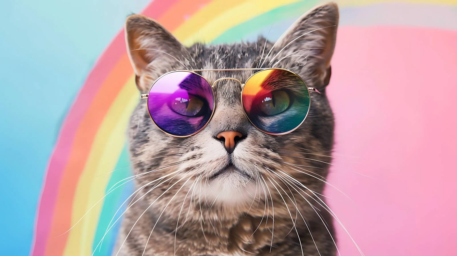 Pop Art Cat Rainbow Collage Design — free download from Dotvec