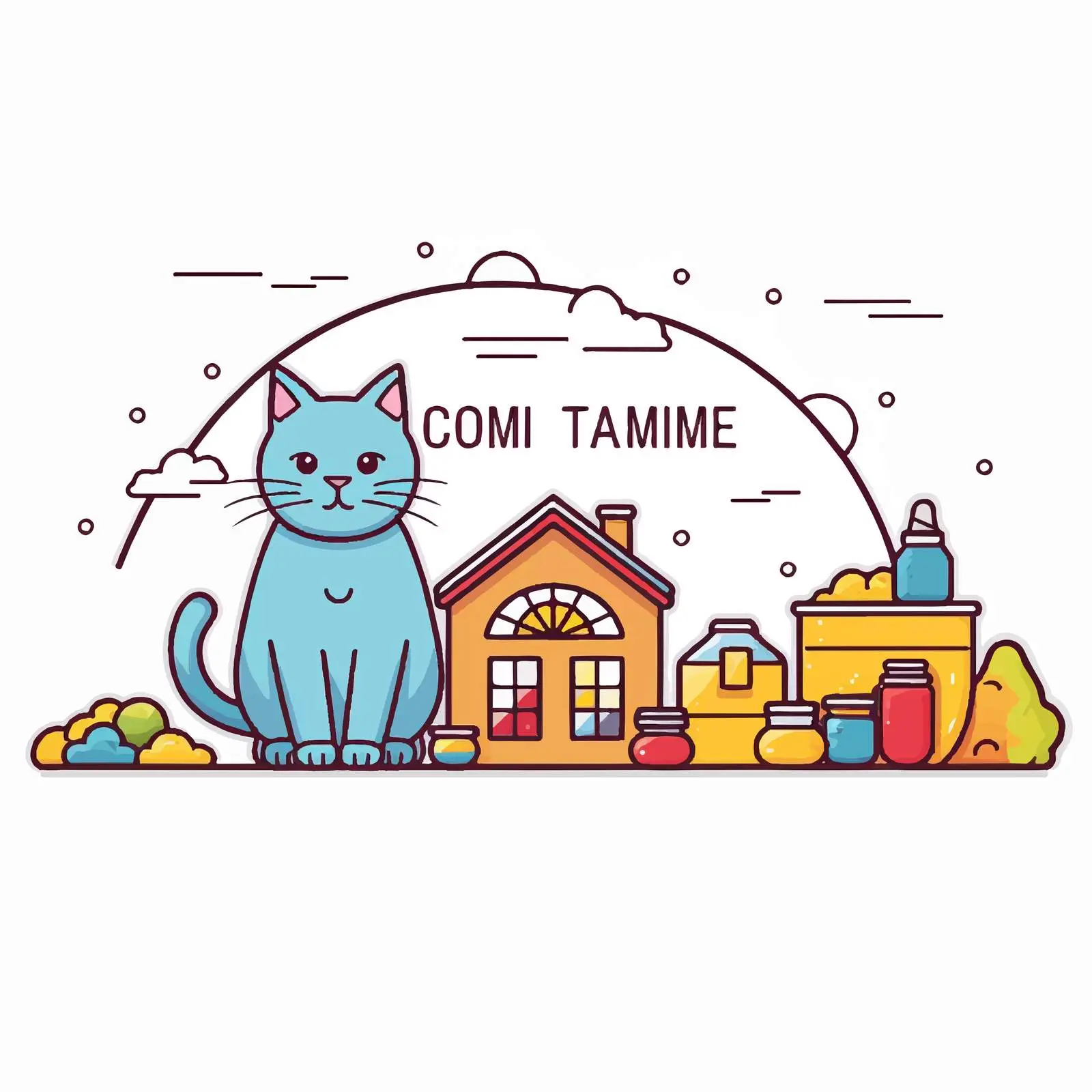 Cozy Cat Home with Toys and Meals — free download from Dotvec