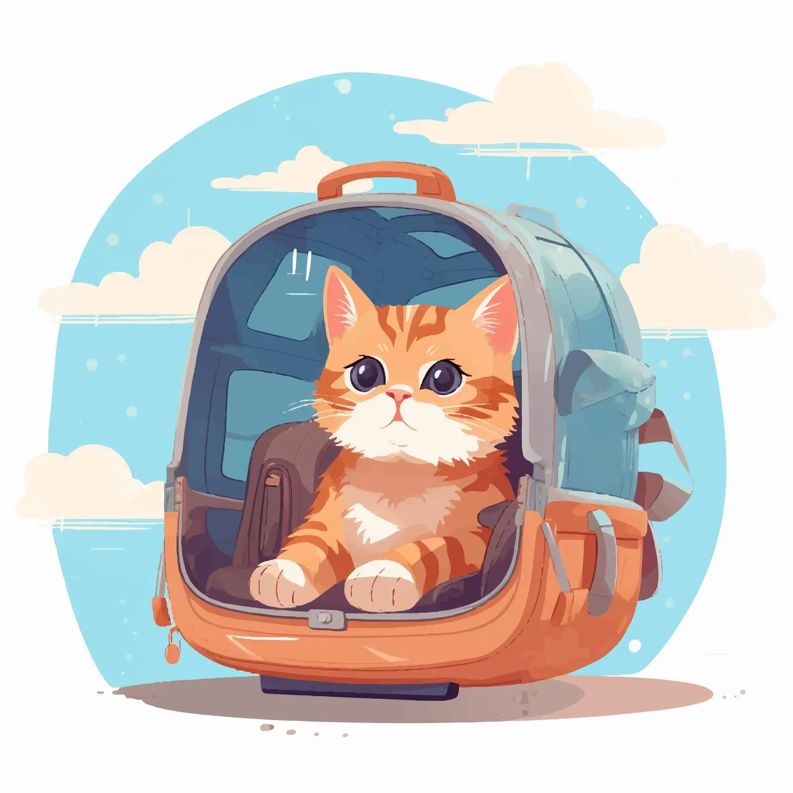 Cat Traveling in Pet Bag During Flight – free travel safety image from Dotvec