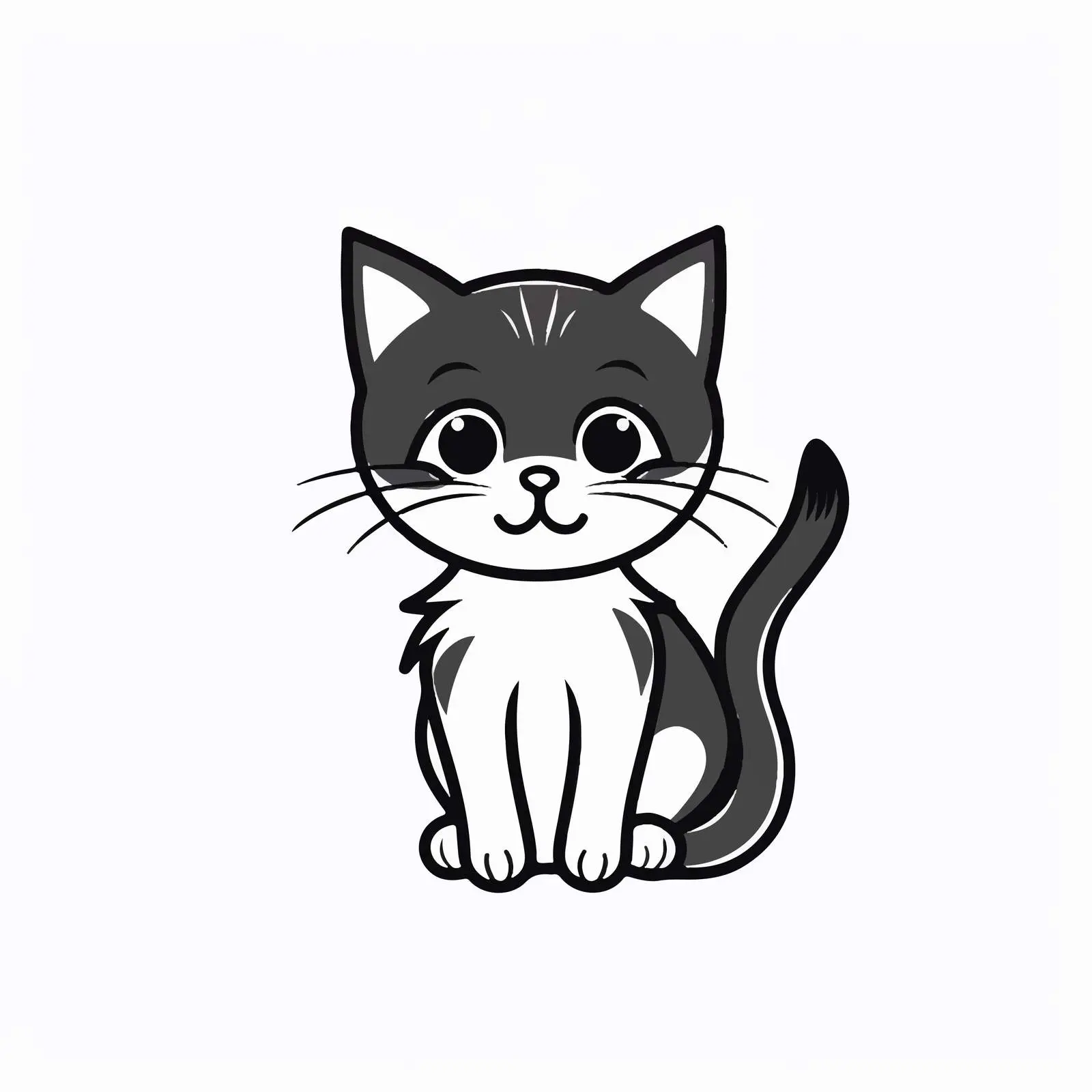 Cartoon Cat Line Vector Illustration — free download from Dotvec