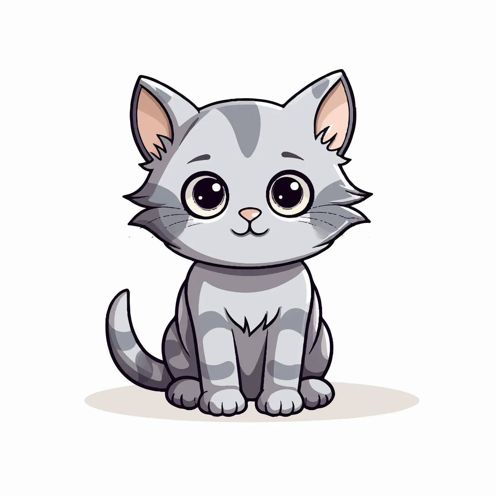 Cartoon Cat Line Vector Illustration — free download from Dotvec