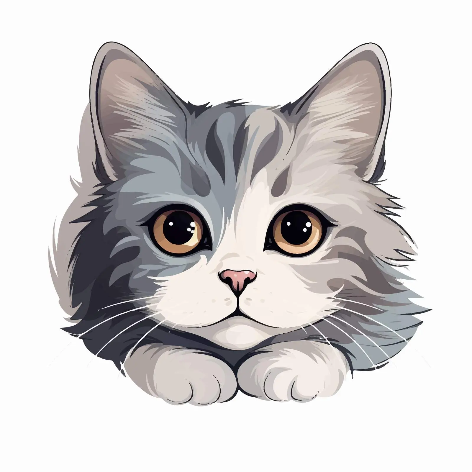 Vector Cat Illustration on White Background – free whimsical cat image from Dotvec