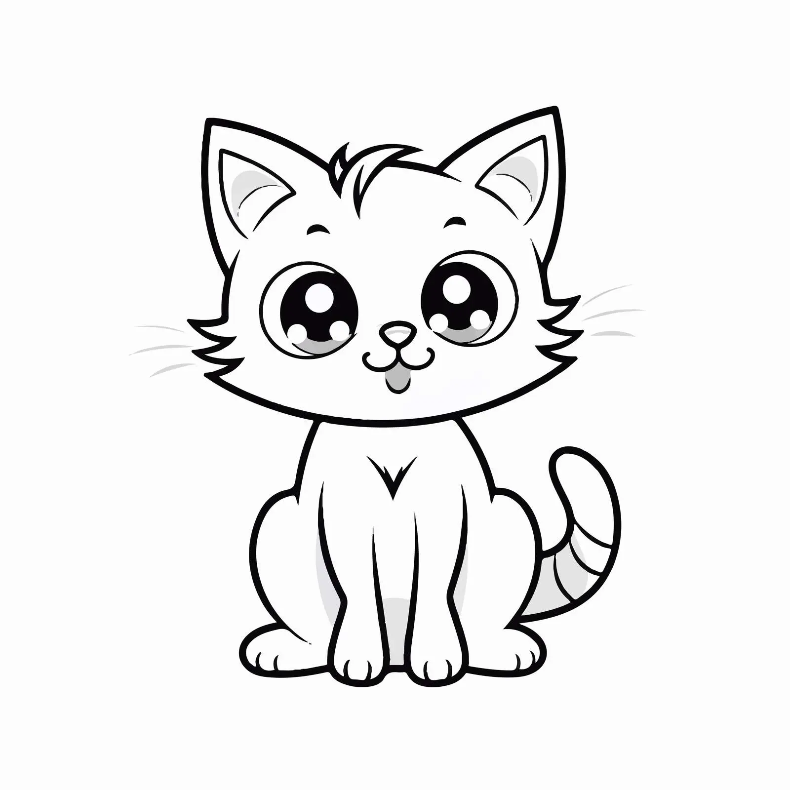 Cute Cartoon Cat Outline Vector Illustration — free download from Dotvec
