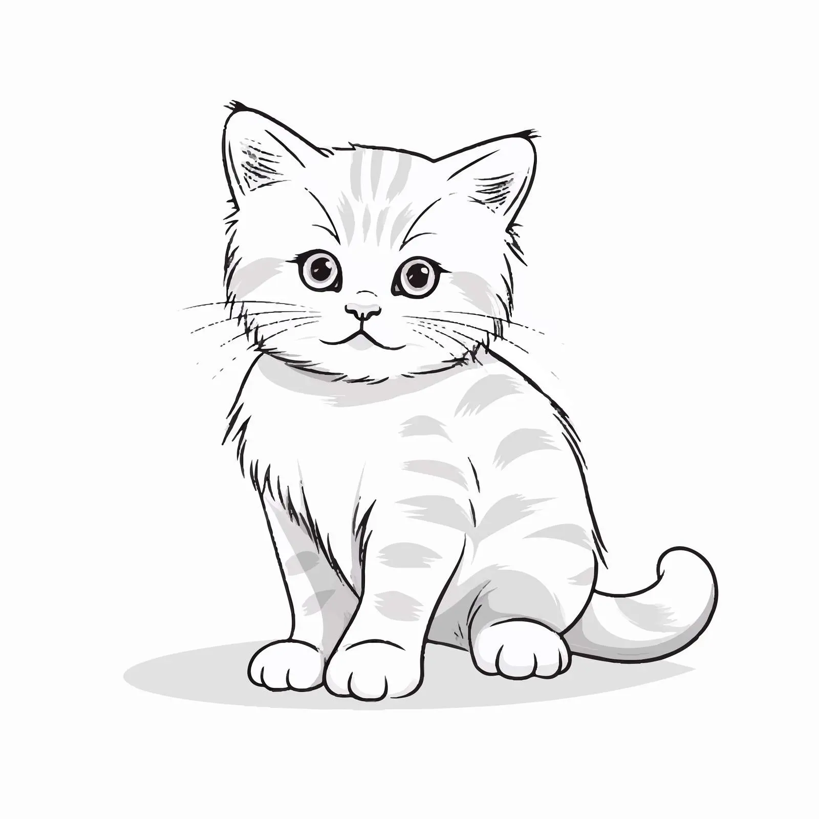 Cat Outline Vector Illustration on White Background — free download from Dotvec