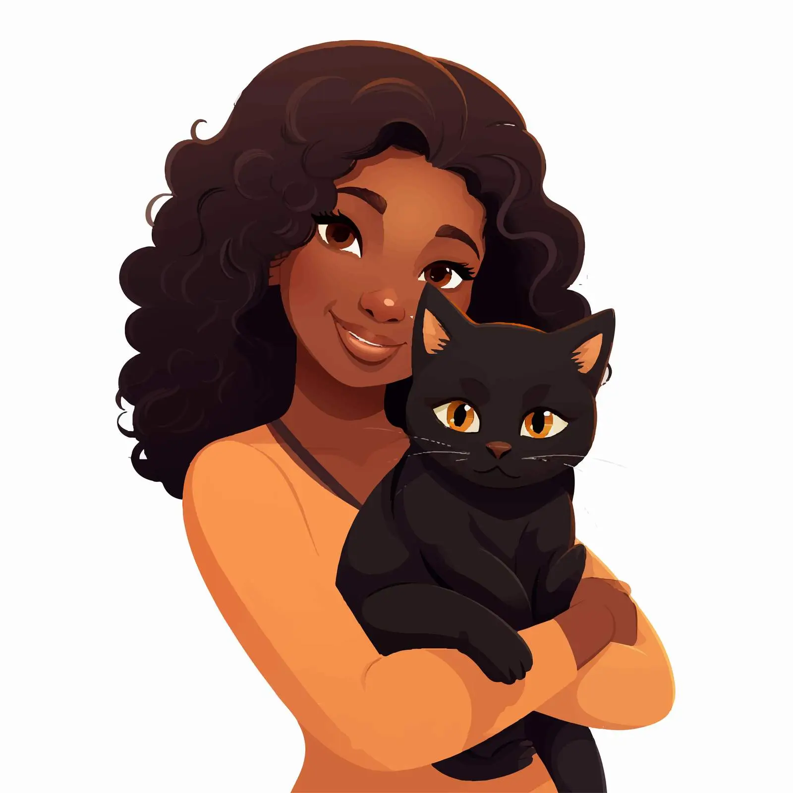 Black Woman Holding Cat in Her Arms — free download from Dotvec