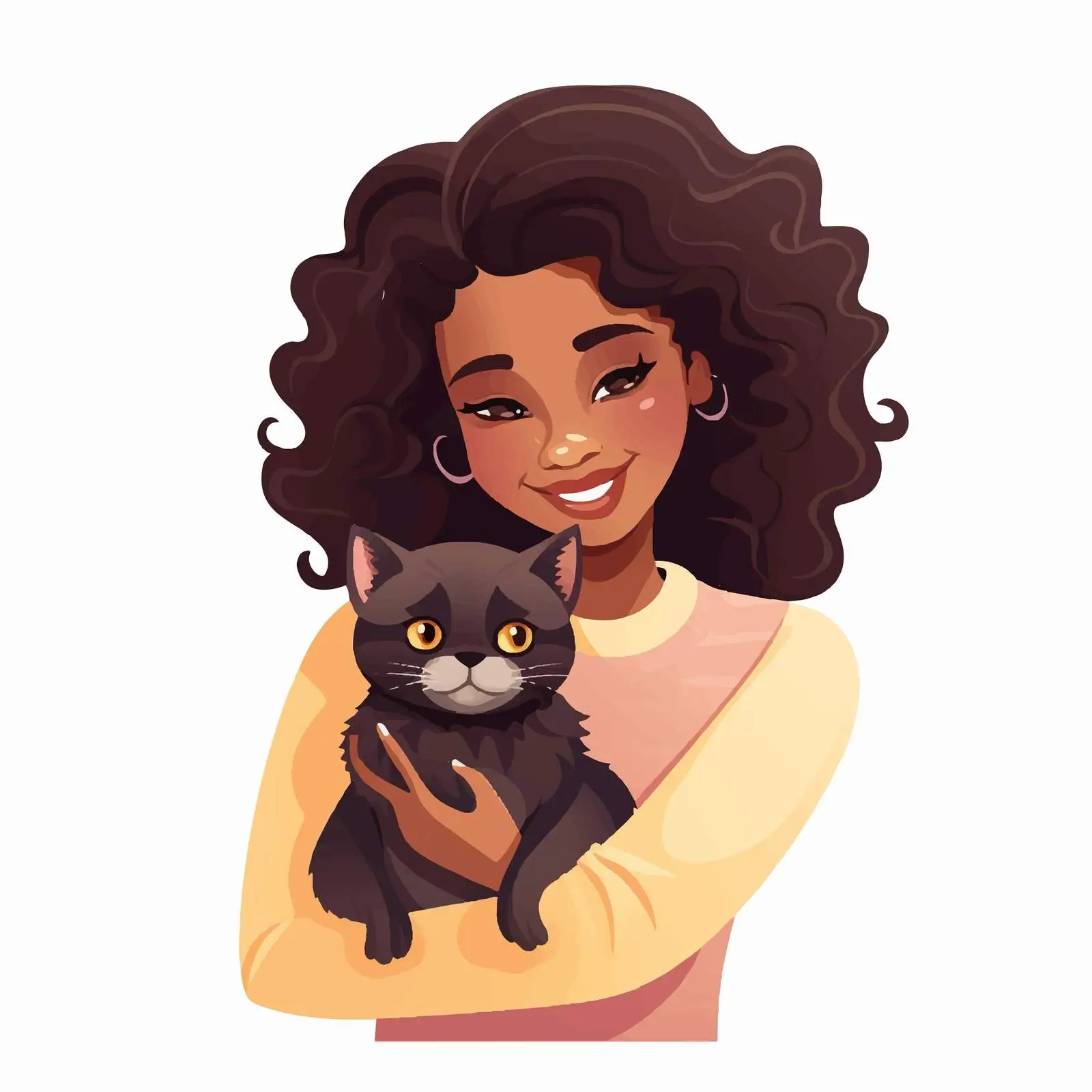 Black Woman Holding Cat in Arms — free download from Dotvec