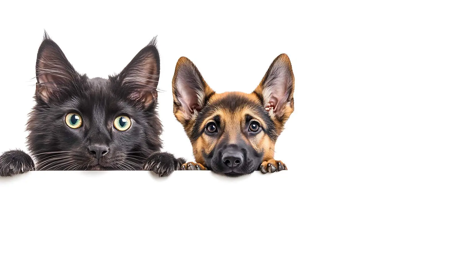 Scottish Straight Cat with German Shepherd Puppy – free eyes image from Dotvec