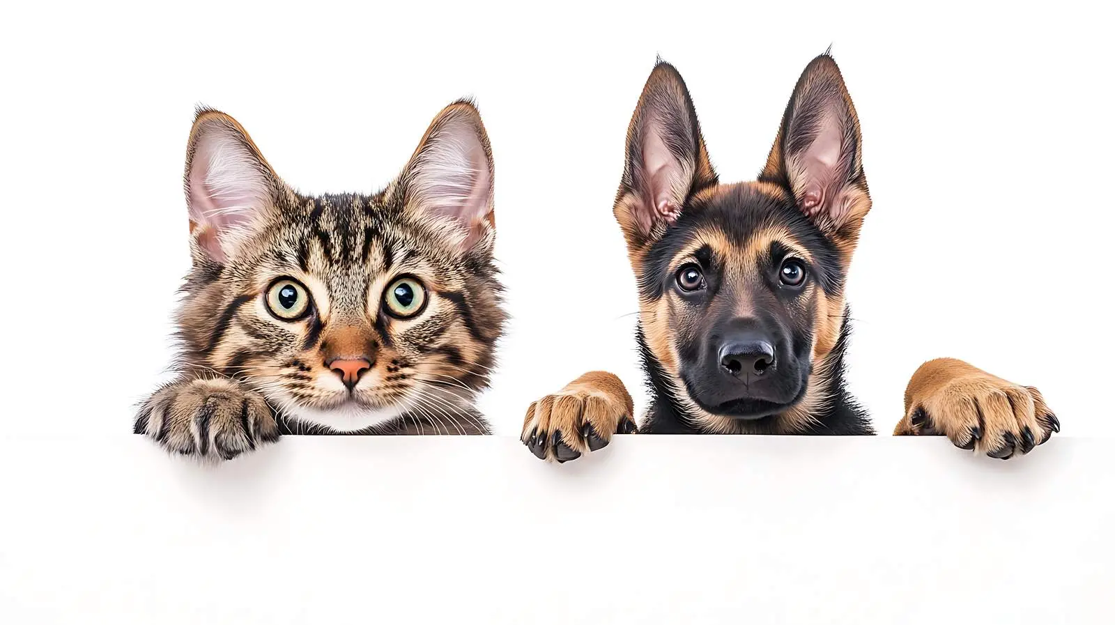 Scottish Straight Cat and German Shepherd Puppy — free download from Dotvec