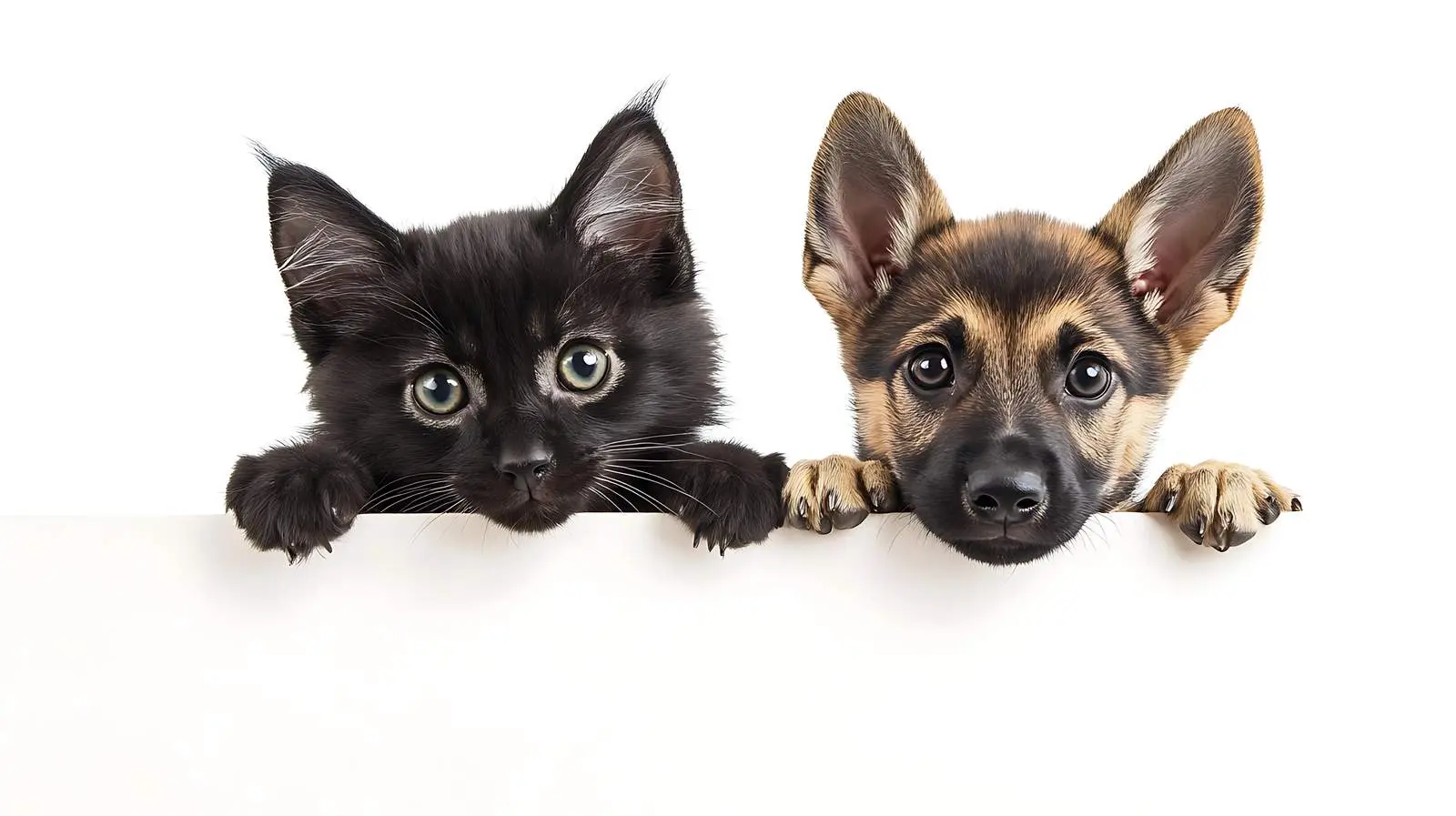 Scottish Straight Cat and German Shepherd Puppy — free download from Dotvec