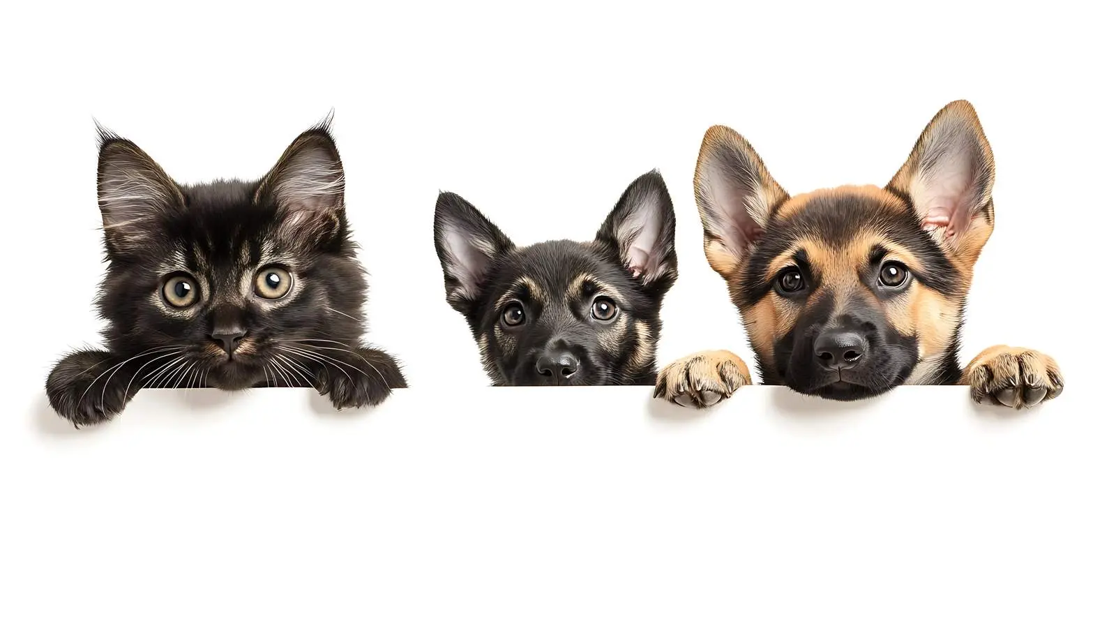 Scottish Straight Cat and German Shepherd Puppy — free download from Dotvec