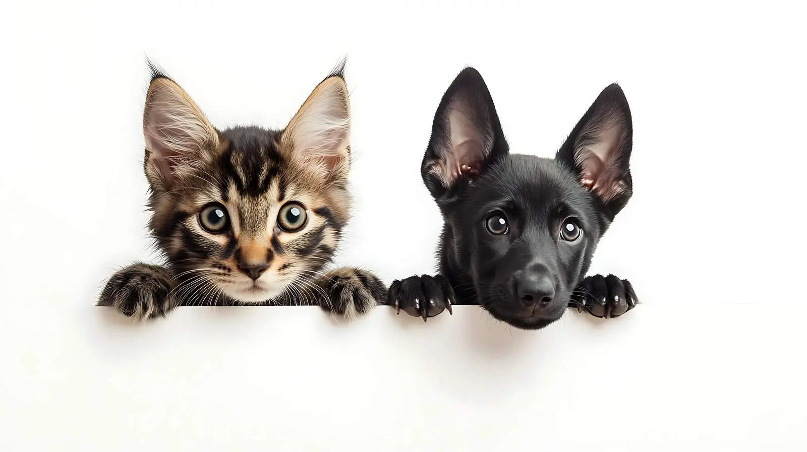 Scottish Straight Cat with German Shepherd Puppy — free download from Dotvec