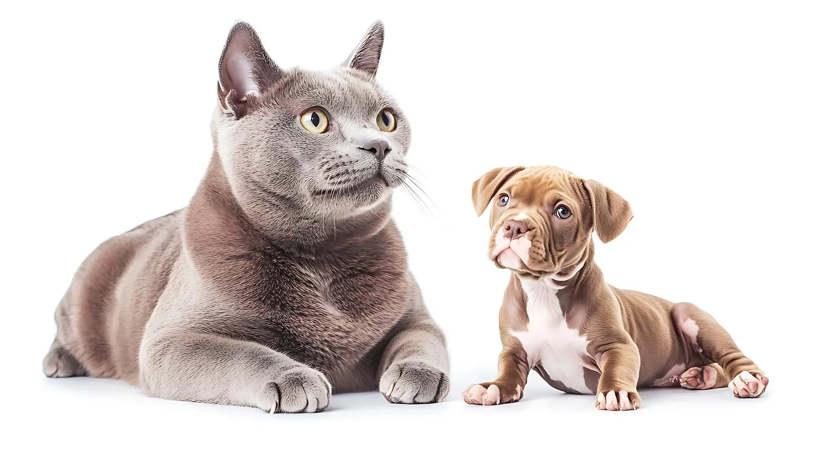 Scottish Straight Cat with Puppy Pit Bull — free download from Dotvec